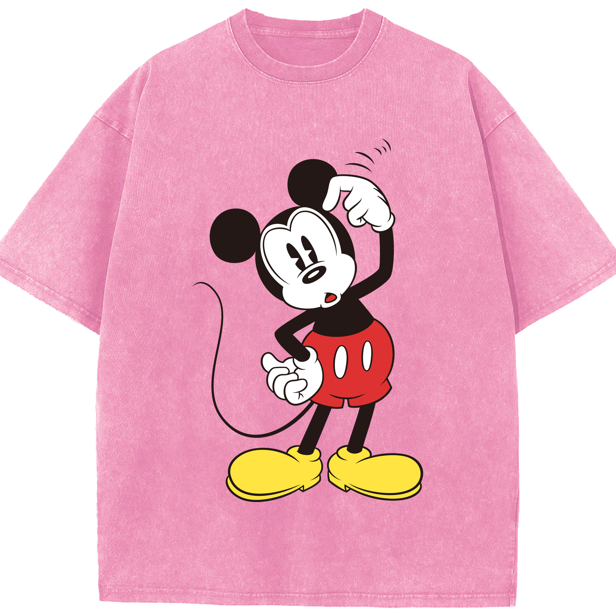 （画像用） ミッキーマウス Mickey Mouse 綿100% ヴィンテージ風 半袖Tシャツ（フロントプリント）
